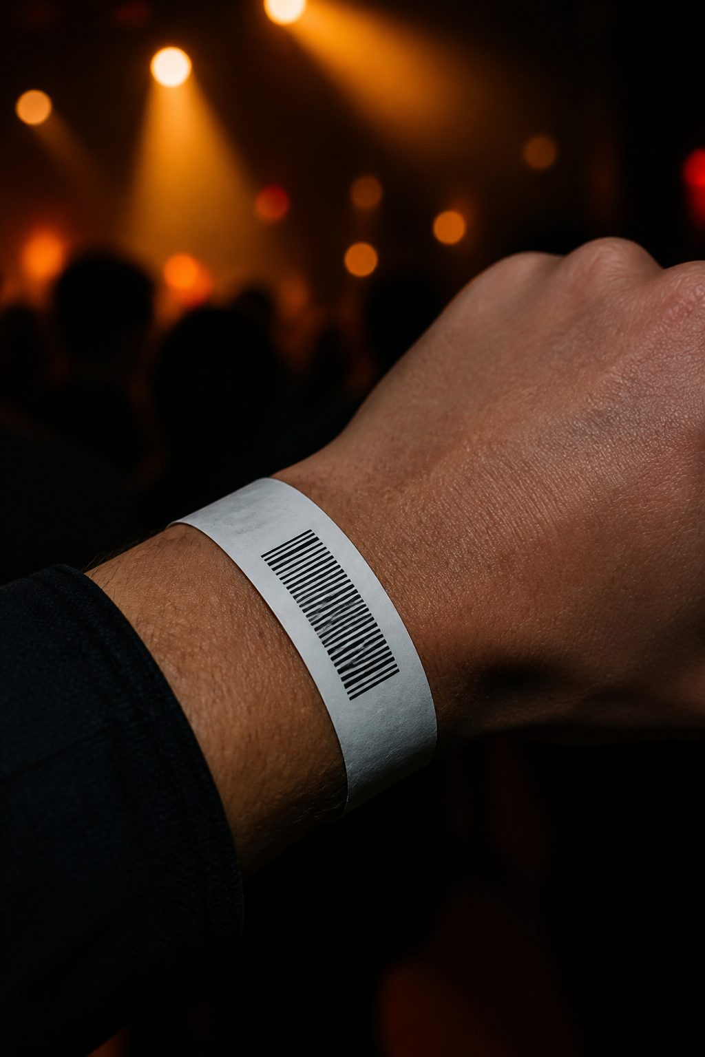 Barcode wristband on a guest