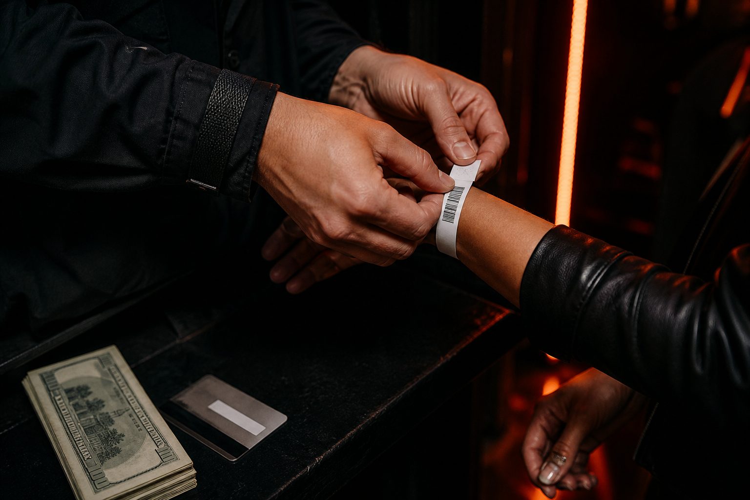 Wristband issued at the nightclub door